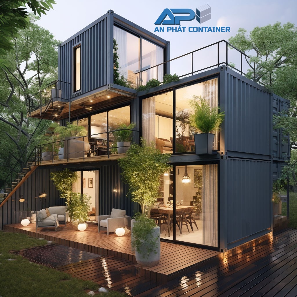 Phối cảnh mẫu nhà ở bằng container cũ tái chế