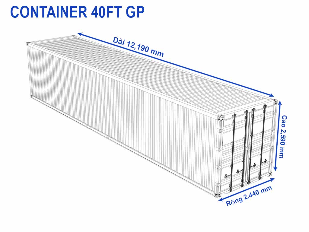 Kích thước container 40 feet GP